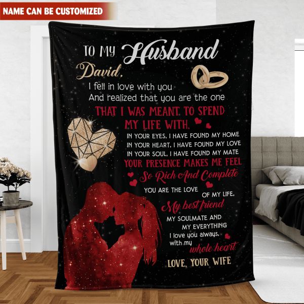 a blanket with the words to my husband on it