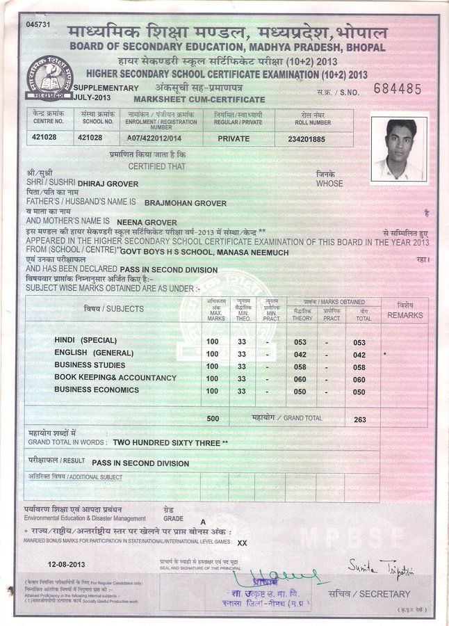 CBSE 10th Marksheet Download