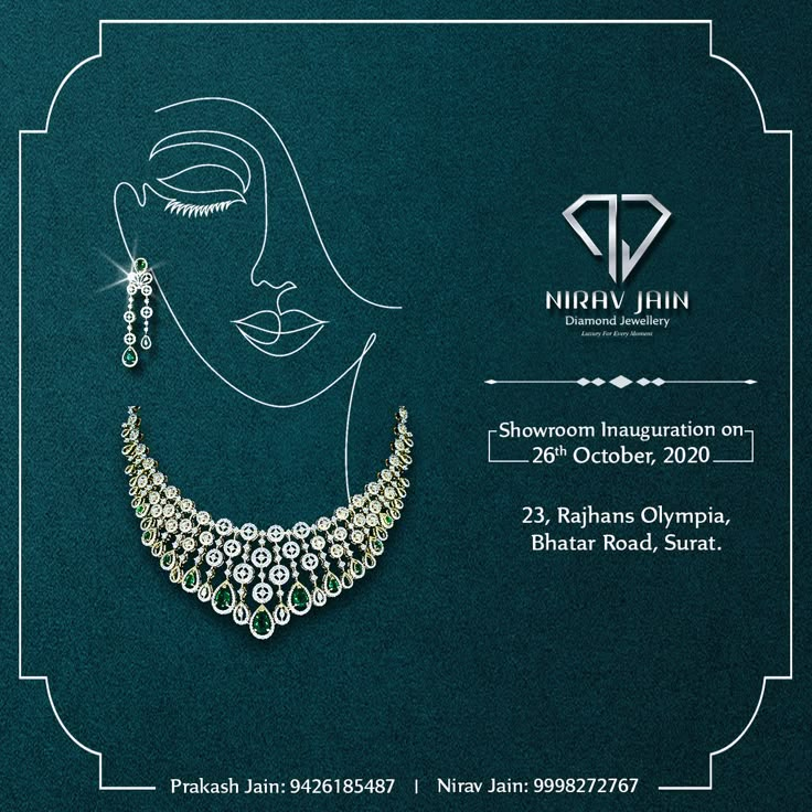 an advertisement for the diamond jewellery show in india, with a woman's face wearing a