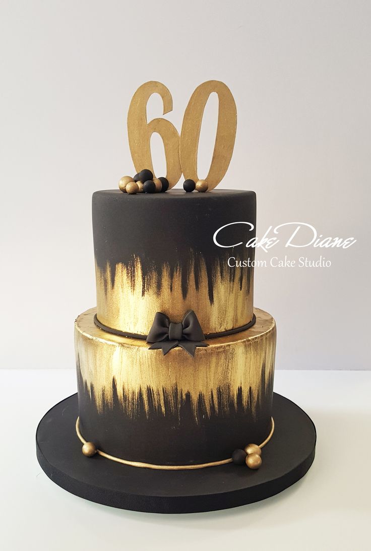 a black and gold cake for a man's 60th birthday on pinterest