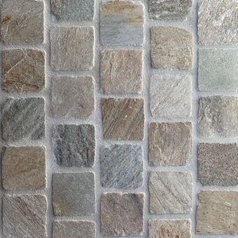 a wall made out of different types of stones