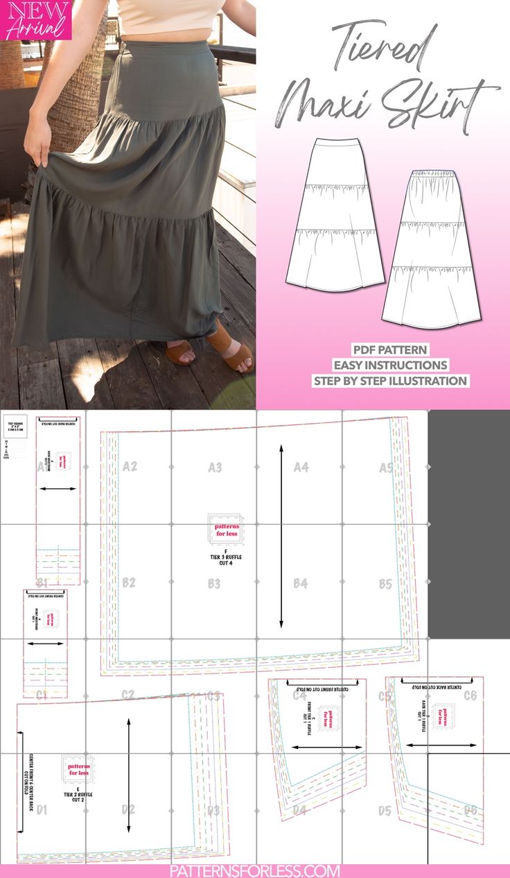 Tiered Maxi Skirt Sewing Pattern Tired Skirt Sewing Pattern, Tiered Maxi Skirt Pattern, Full Length Skirt Pattern, Maxi Skirt Pattern Sewing, Tier Skirt Pattern, Long Skirt Pattern Sewing, Layered Skirt Pattern, Gathered Skirt Pattern, Long Skirt Sewing Pattern