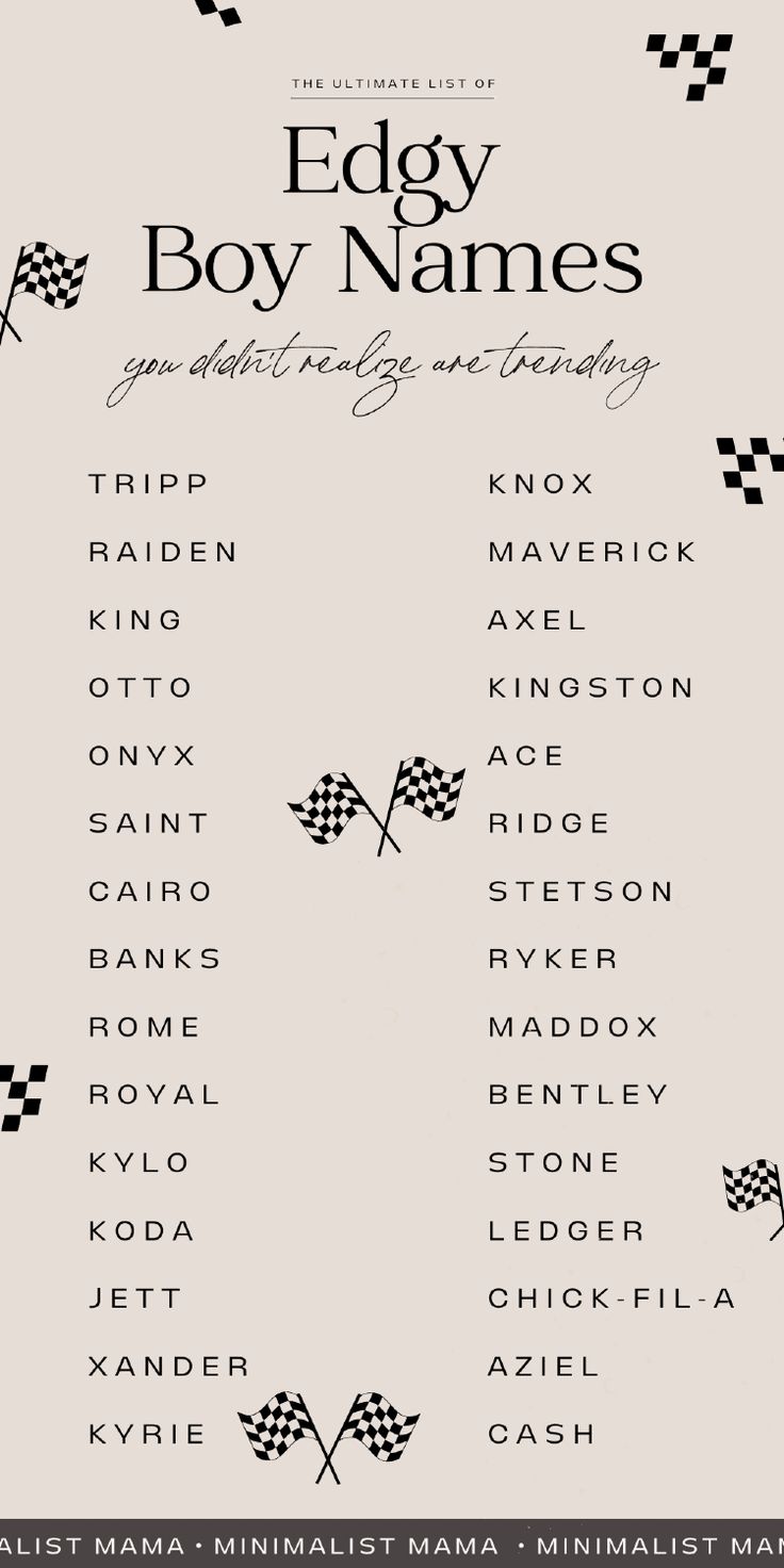 a poster with the names and numbers for each race car, including two checkered flags