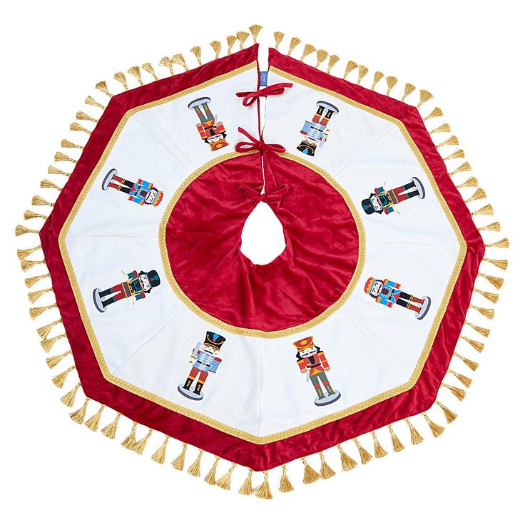 Emryn House Embroidered Heritage Tree Skirt   The Emryn House Embroidered Heritage Tree Skirt will bring a truly magnificent look to your tree this holiday season. With golden tassled edges, a stunning design featuring nutcrackers, and a high-quality look and feel, it is the perfect finishing touch for making your tree really shine with beauty.    What You Get       1 Tree Skirt Nutcracker Tree Skirt, Christmas Tree Skirt Patterns, Applique Christmas Tree, Nutcracker Tree, Applique Christmas, Christmas Tree Skirts Patterns, Tree Skirt Pattern, Skirt Patterns, Christmas D