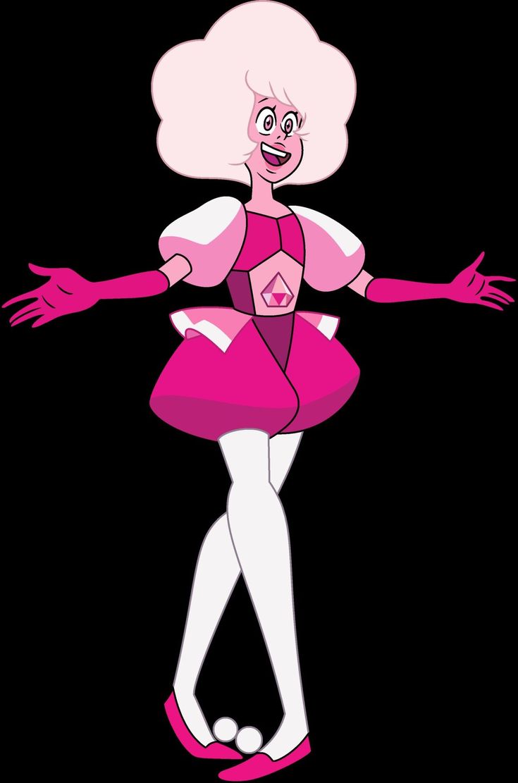 an animated pink haired woman in a dress and tights with her arms spread out