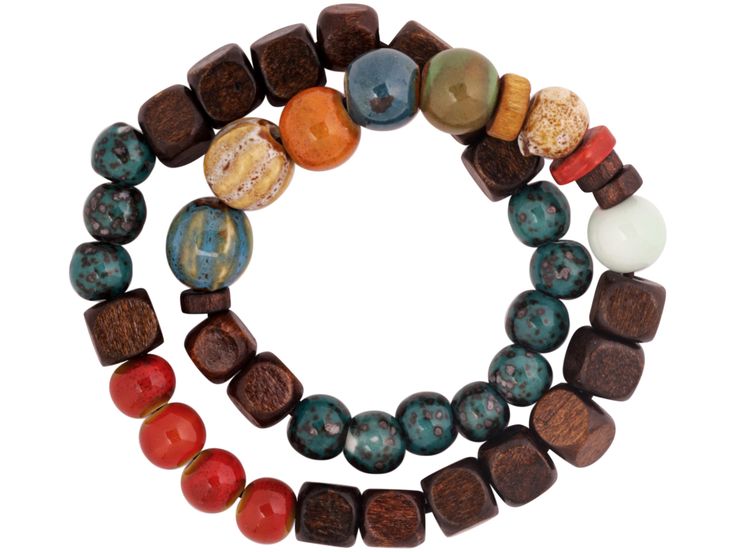 PRICES MAY VARY. Colorful Design: This bracelet features a vibrant array of ceramic and wooden beads in various colors, creating a bohemian and eye-catching look. Double Circle Style: The unique double circle design adds an extra touch of elegance and sophistication to this delicate bracelet. Versatile Accessory: Perfect for everyday wear or special occasions, this bracelet can complement a wide range of outfits and styles. Adjustable Fit: With its stretchy and flexible construction, the bracele Amazon Loose Beads For Making Beaded Bracelets, Cheap Artisan Bracelets For Festivals, Cheap Handmade Round Bracelets, Cheap Artisan Bracelets With Round Beads, Cheap Vintage Beaded Bracelets With Round Beads, Polymer Clay Bead Bracelet Fire Mountain Gems And Beads, Polymer Clay Bead Bracelet Artful Home, Cheap Round Beaded Bracelets For Everyday Use, Cheap Handmade Assorted Beaded Bracelets