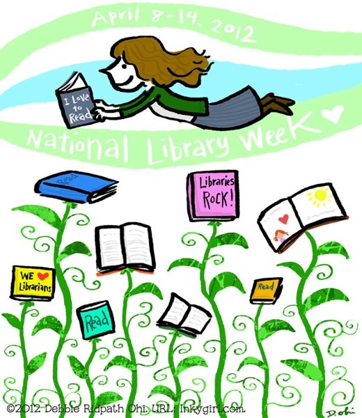 In honour of National Library Week. http://inkygirl.com/inkygirl-main/2012/4/9/my-national-library-week-drawing.html Library Memes, Magic Library, National Library Week, Library Week, Best Drawing Ideas, Library Media Specialist, Library Posters, Superhero Classroom, Reading Posters