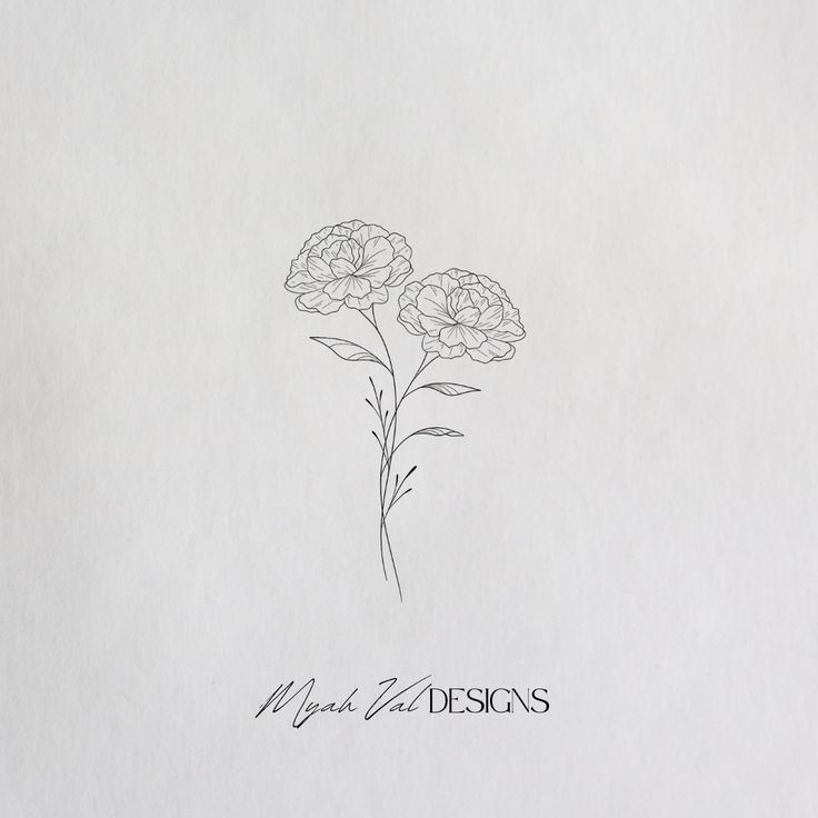 a drawing of two flowers on top of a piece of paper