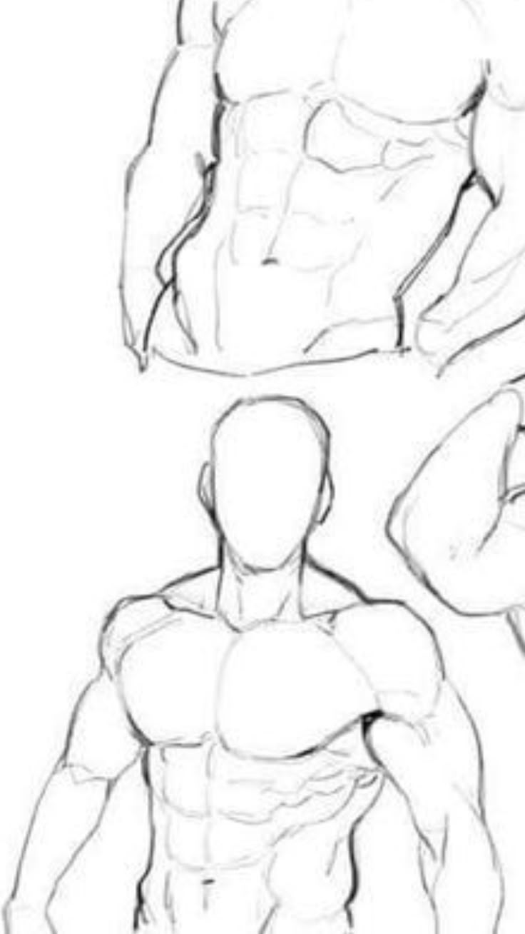 an image of a man's torso in three different positions