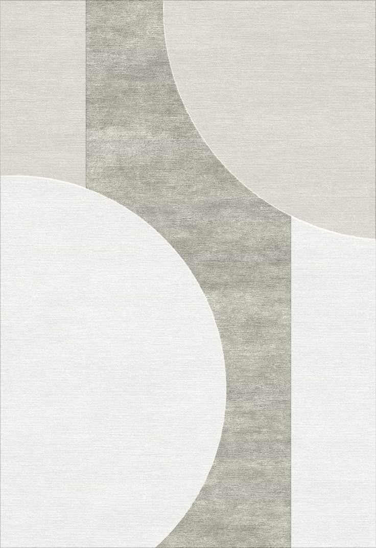 an abstract rug with white and grey circles