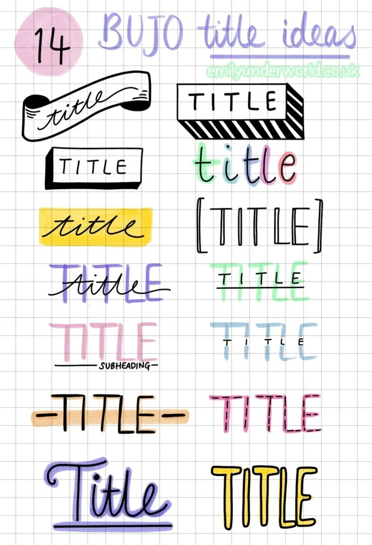 some type of lettering that is in different colors and styles on a sheet of paper