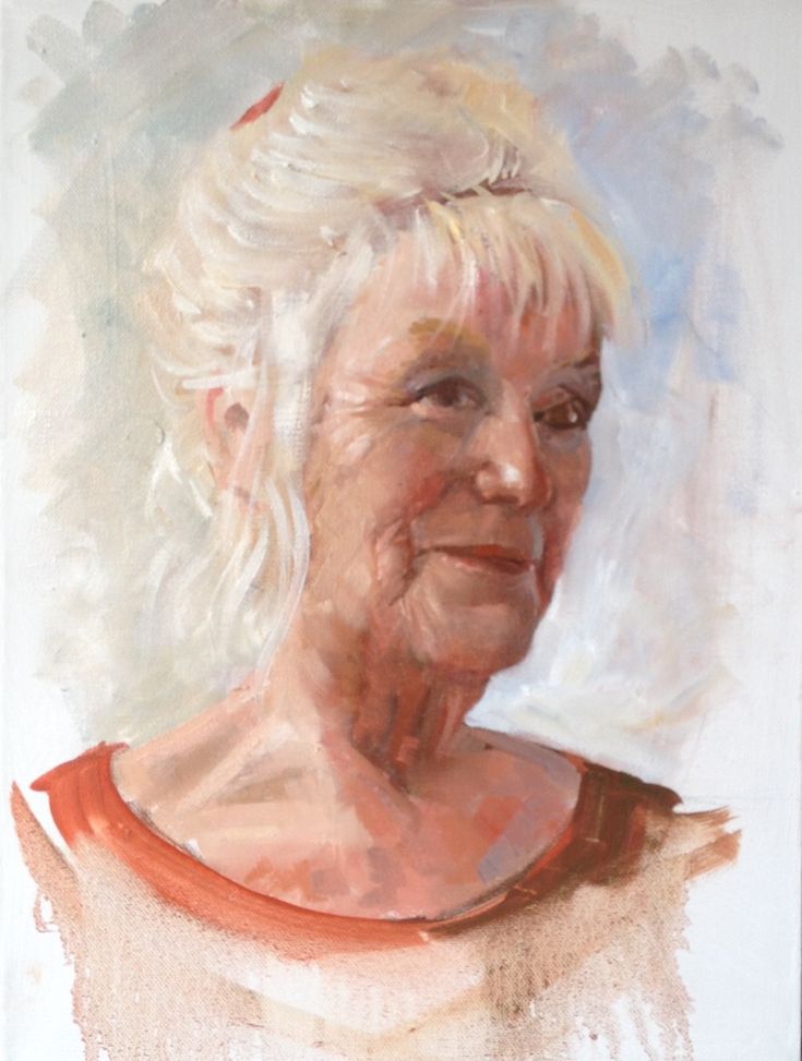 an older woman's portrait is shown in pastel