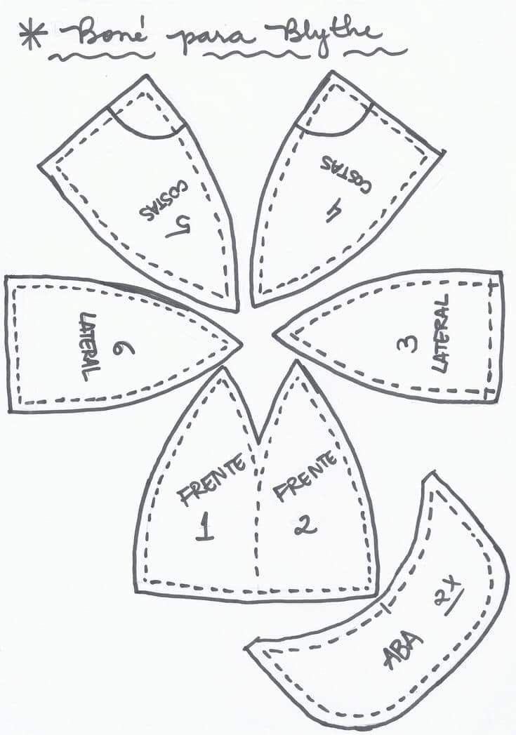 the pattern for an origami doll's dress is shown in black and white