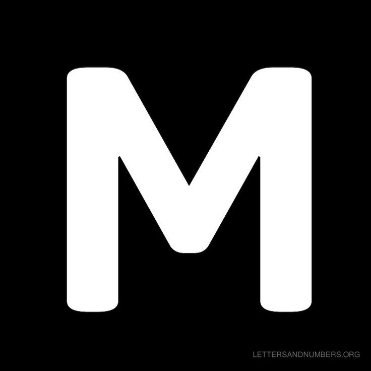 the letter m in white on a black background