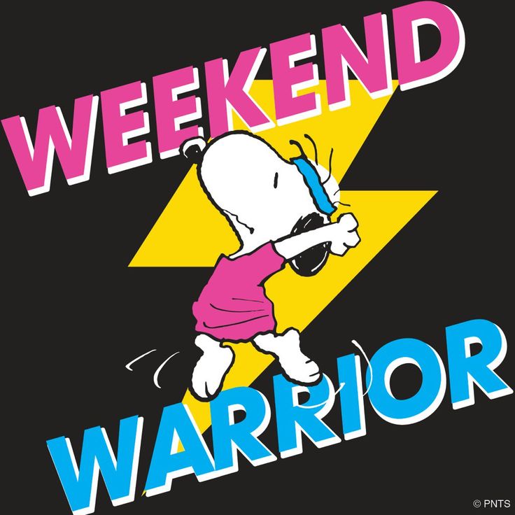 a cartoon character holding a cell phone with the words weekend warrior in front of it