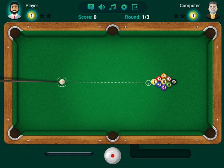 a pool game with cues and balls on the table