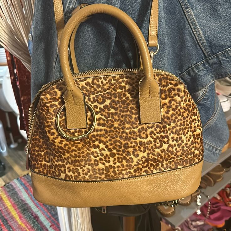 Vince Camuto Leopard Print Calf Hair Leather Satchel. Can Be Worn With Handles Or With The Adjustable Strap As A Crossbody Or Shoulder Bag. New Without Tags. Calf Hair Handbags, Leopard Print Satchel With Removable Pouch, Vince Camuto Bag, Leopard Print Bag With Gold-tone Hardware For Daily Use, Leopard Print Bags With Gold-tone Hardware For Shopping, Leopard Print Satchel Shoulder Bag With Gold-tone Hardware, Leopard Print Shoulder Bag With Adjustable Strap For On-the-go, Calf Hair, Leather Satchel