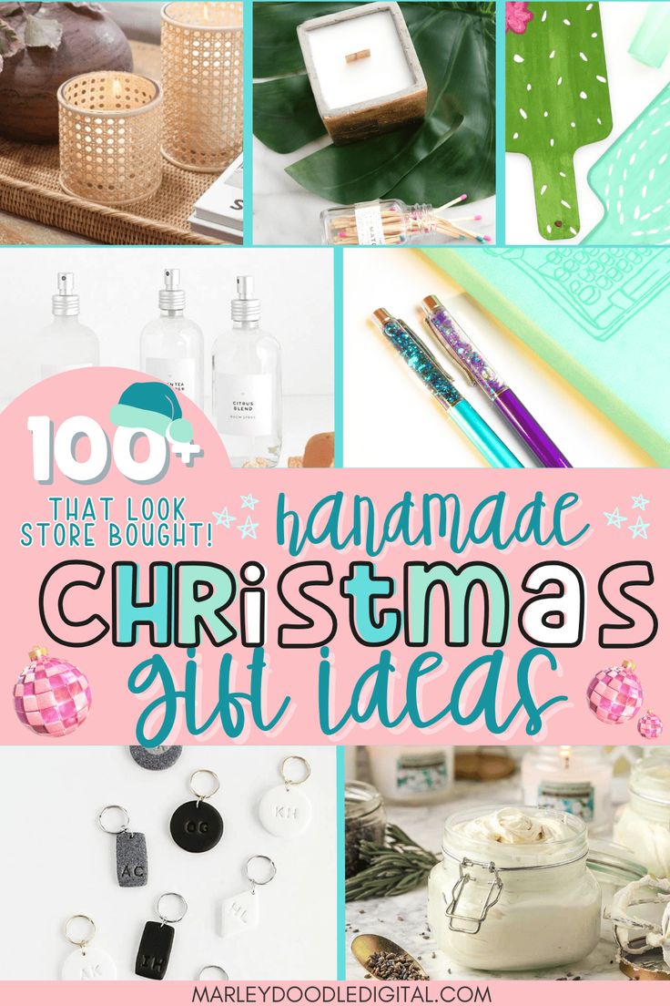 a collage of photos with text overlay that says, handmade christmas gifts at ideas