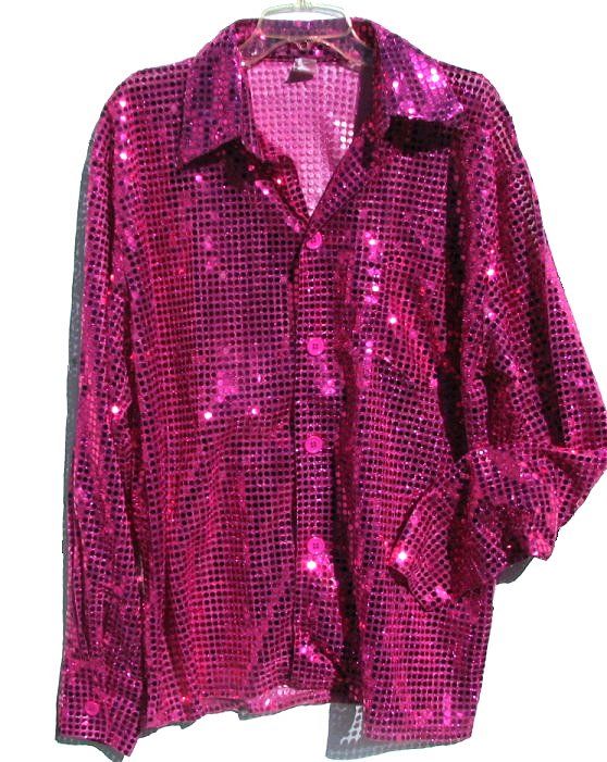 sparkly | Sparkly Fuchsia Hot Pink SequinNeil Diamond Disco Shirts Womens, Breakup Outfit, Pink Sequin Outfit, Disco Themed Outfits, Harry Concert Outfit Ideas, Eras Tour 1989 Outfit, Dapper Women, Pink Shirt Men, Sparkly Pants