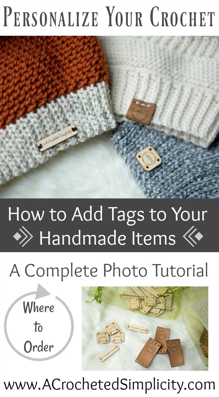 the instructions for how to add tags to your handmade items in this free crochet pattern