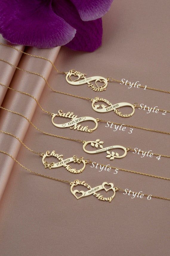 14k Solid Gold Infinity Name Necklace Collection • Personalized Gold Necklace for Women • Customized Love Jewelry Gift for Her Our infinity name necklaces are perfect choice for a Christmas, Mother’s Day, valentine's day, birthday, wedding, anniversary, graduation, engagement, bridesmaid, and best friends gift. It’s a good way to show appreciation to your mom, girlfriend, wife, grandmother, grandchildren, daughter, sister, best friend, boss or a co-worker. Also, a special treat just for yourself Luxury Name Jewelry For Gifts, Cheap Custom Name Jewelry For Her, Cheap Sentimental Name Necklace For Valentine's Day, Cheap Personalized Necklace For Valentine's Day, Luxury Customizable Jewelry For Personalized Gift, Cheap Personalized Jewelry Gift For Valentine's Day, Cheap Rose Gold Jewelry With Names, Cheap Heart Name Necklace For Gift, Cheap Heart-shaped Name Necklace For Anniversary