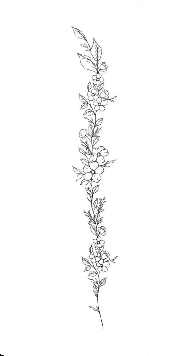 a black and white drawing of some flowers