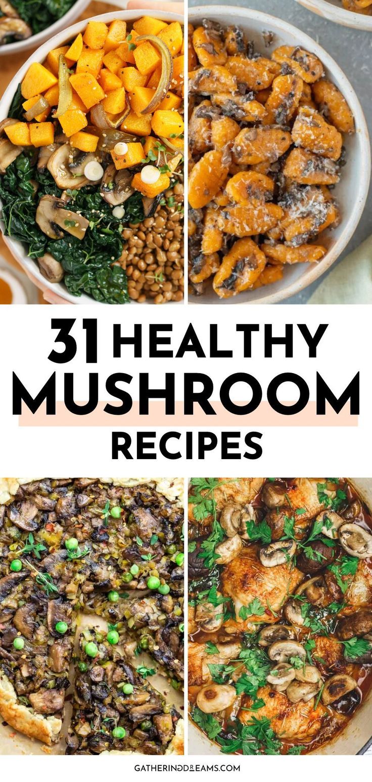 healthy mushroom recipes with text overlay