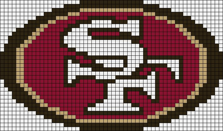 a cross stitch pattern with the letter e in it's center and an image of a football helmet