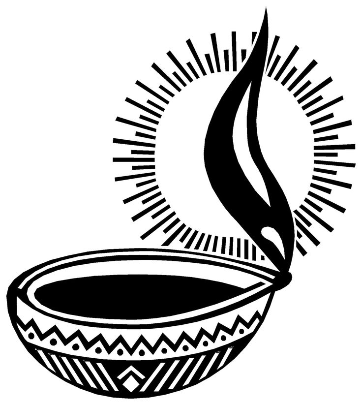 a black and white drawing of a bowl with a spoon in it that has the sun coming out