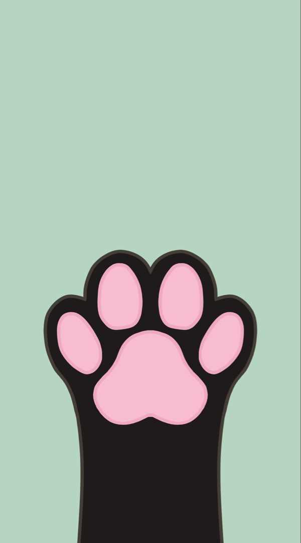 an animal paw is shown in the middle of a green background with black and pink paws