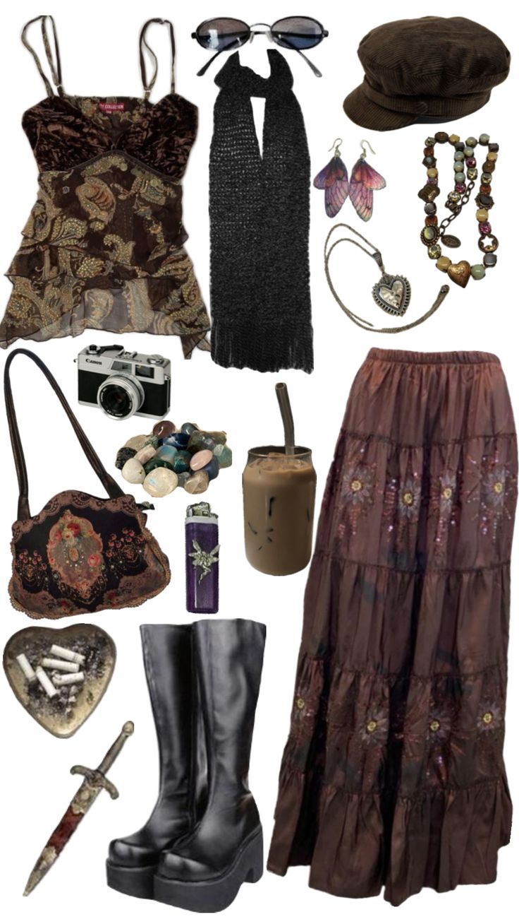 #outfitinspo #whimsigoth #gothic #witch #witchy #70sinspired Indie Grunge Outfits, Witchy Outfits, Hippie Goth, Gothic Witch, Earthy Outfits, Estilo Hippie, Witch Outfit, Swaggy Outfits, Gothic Outfits