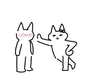 an image of two cats shaking hands with one cat wearing a party hat and bow tie