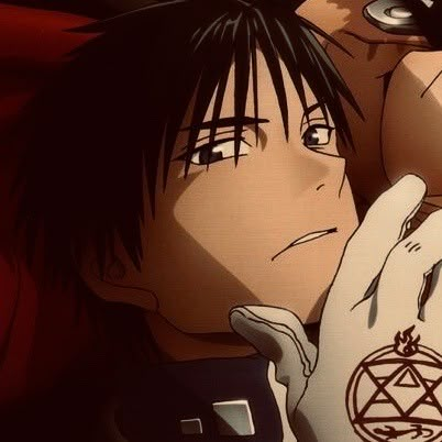 an anime character with black hair and tattoos on his arm, leaning against another character's shoulder