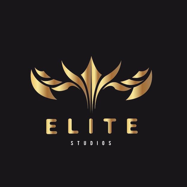 the logo for elite studios, which is designed to look like an elegant golden flower