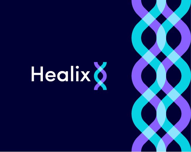 a blue and purple background with the word healx on it