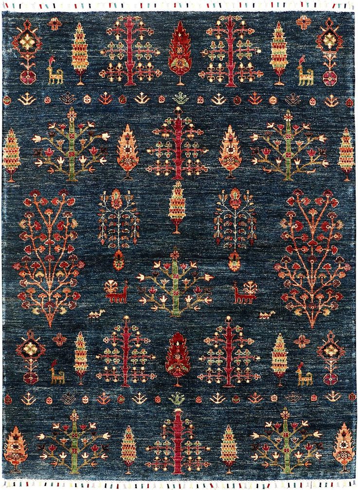 Tibetan Trees of Life Wool Hand Knotted Area Rug - MAIA HOMES Traditions Around The World, Tibetan Rugs, White Cloth, 4x6 Rugs, Wool Rugs, Tree Of Life, Hand Knotted Rugs, City Photo, Wool Rug