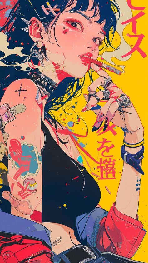 Japanese Pop Art, Pop Art Illustration, Japon Illustration, Abstract Art Wallpaper, 캐릭터 드로잉, Pop Art Wallpaper, Anime Artwork Wallpaper, Wallpapers Iphone, Cyberpunk Art