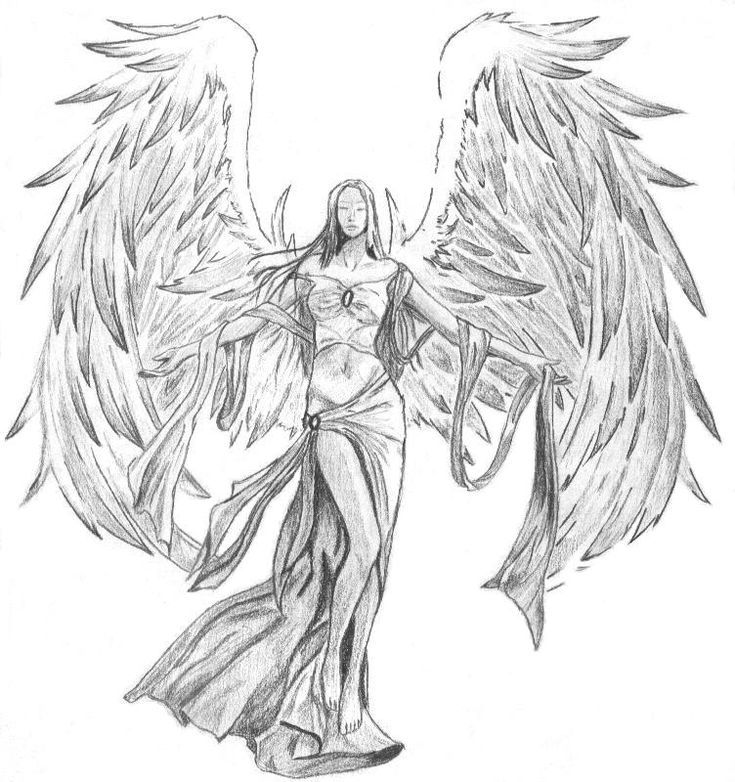 an angel with large wings on it's back and long legs, standing in front of