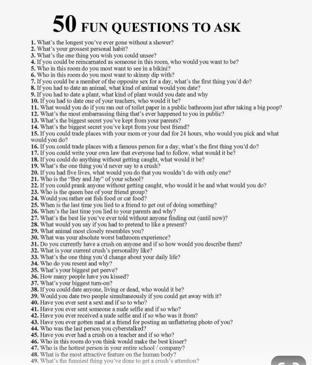 the 50 fun questions to ask