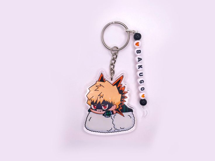 a key chain with an anime character on it