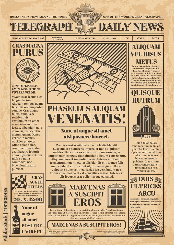 the front page of an old newspaper or news paper with vintage advertisements and other items