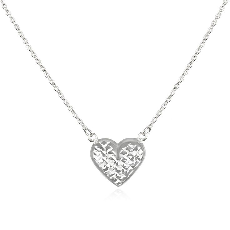 Two looks in one! This 14k yellow gold heart necklace is reversible: one side is diamond cut and the other high polished. The focal element of this necklace is the puffed heart at its center. One side of the heart is high polished to a gleaming finish and the other is brightly diamond-cut giving you two options for how you'll wear it. Change up your look as often as you like! The heart is a back-to-back hollow stamping such that it has a bold, dimensional look but isn’t heavy to wear on the neck Yellow Gold Heart Necklace, Heart Necklaces, Heart Necklace Diamond, Puffed Heart, Necklace Diamond, Gold Heart Necklace, Sam's Club, Gold Piece, Pure Gold