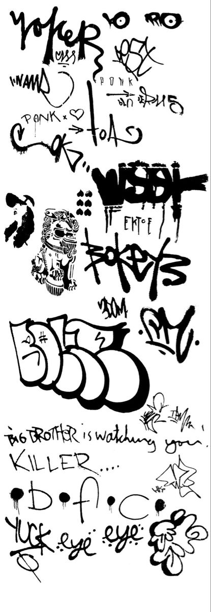 some black and white graffiti writing on a white background with the words written below it