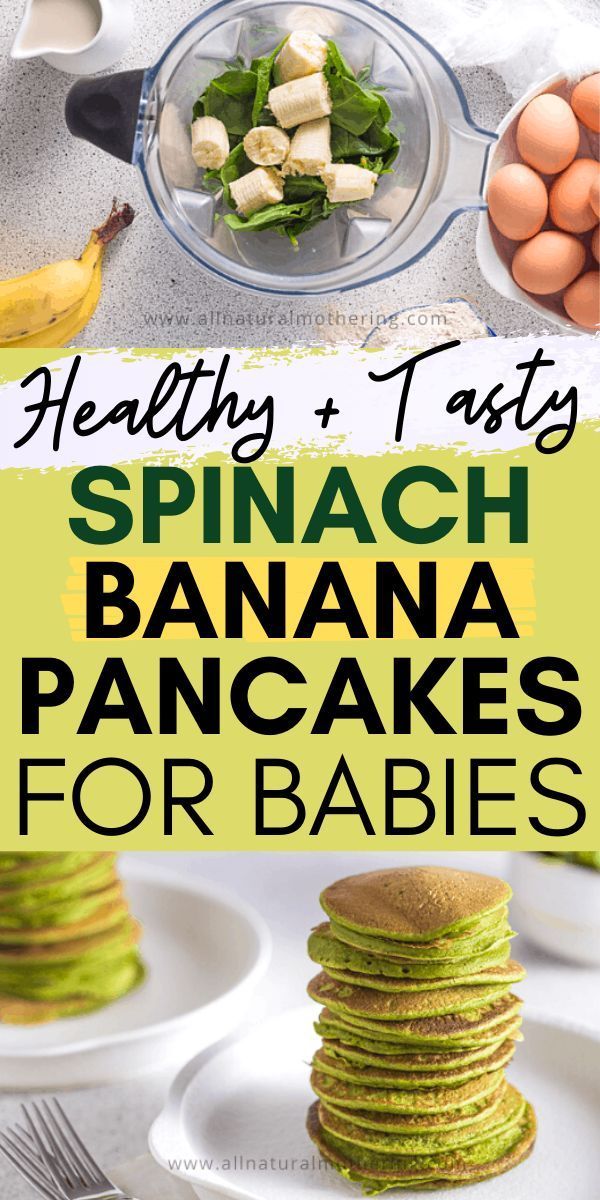 healthy and tasty spinach, banana pancakes for babies to eat on the table