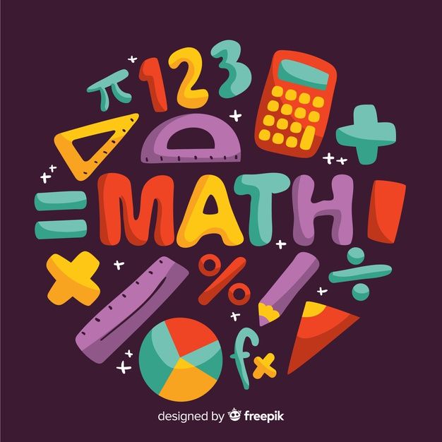 the back to school poster with numbers and math symbols on it's purple background