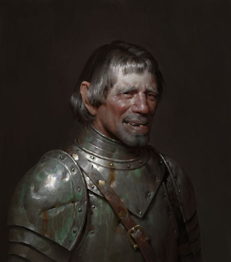 a painting of a man in armor smiling