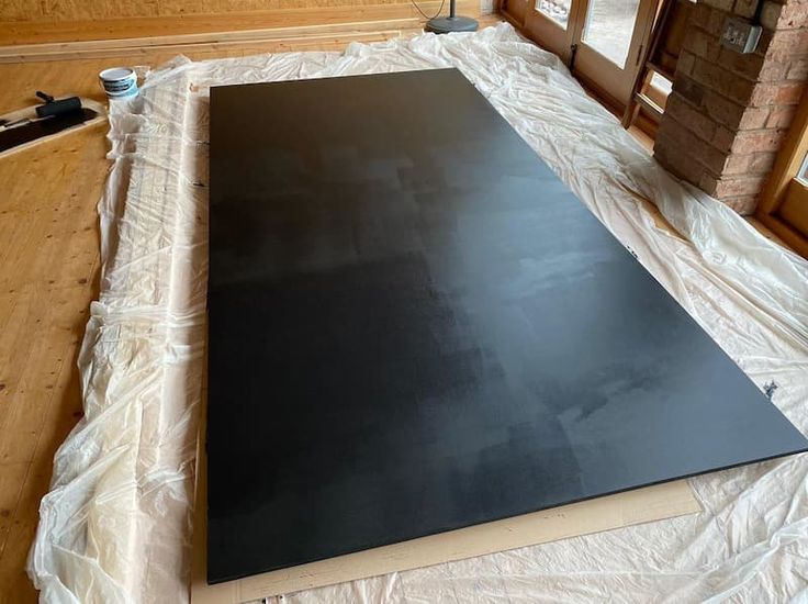 there is a sheet of black paper on the floor