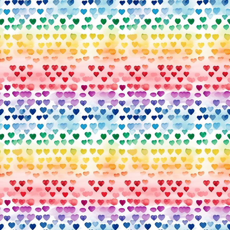 colorful hearts are arranged on a multicolored background