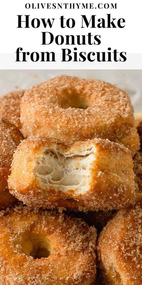 a pile of doughnuts with the words how to make donuts from biscuits