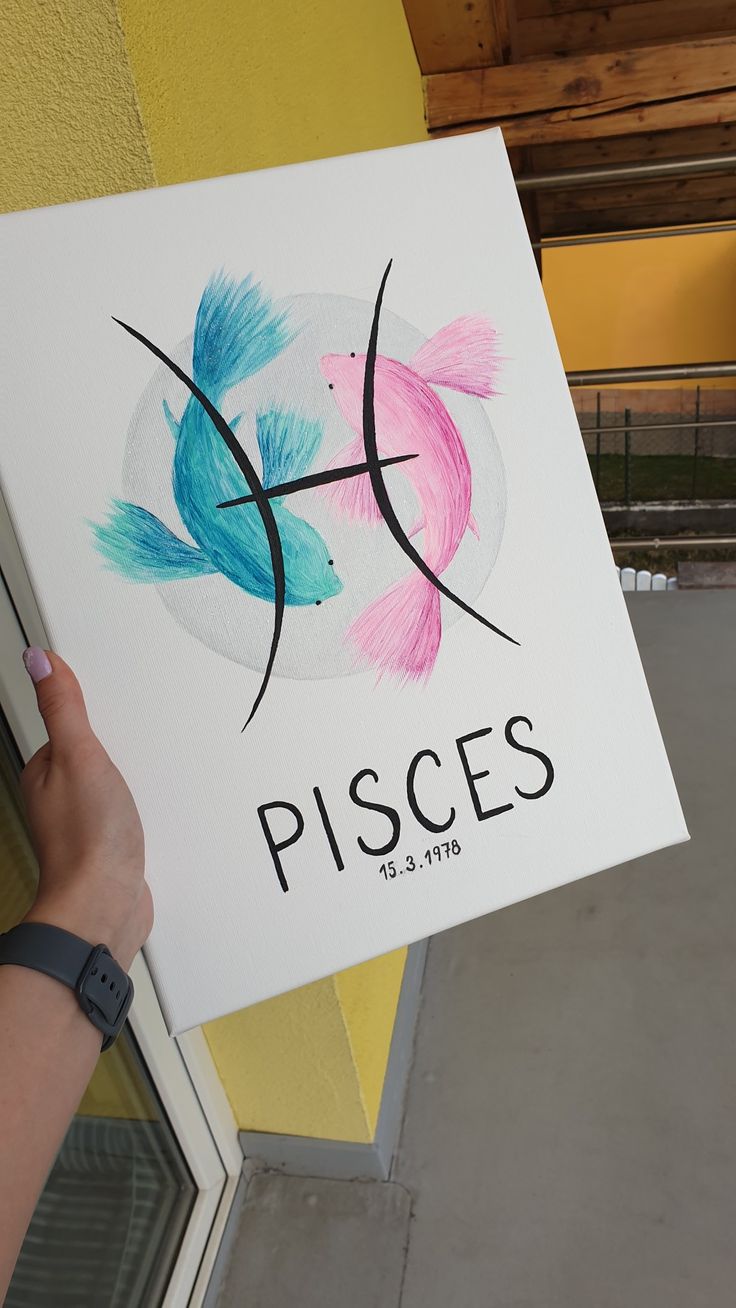 Pisces acrylic painting Pisces Painting Easy, Pieces Drawing Zodiac, Pisces Drawing Ideas, Pisces Painting Ideas, Pisces Painting Canvases, Pisces Canvas Painting, Zodiac Canvas Painting, Zodiac Signs Paintings, Pisces Art Drawing